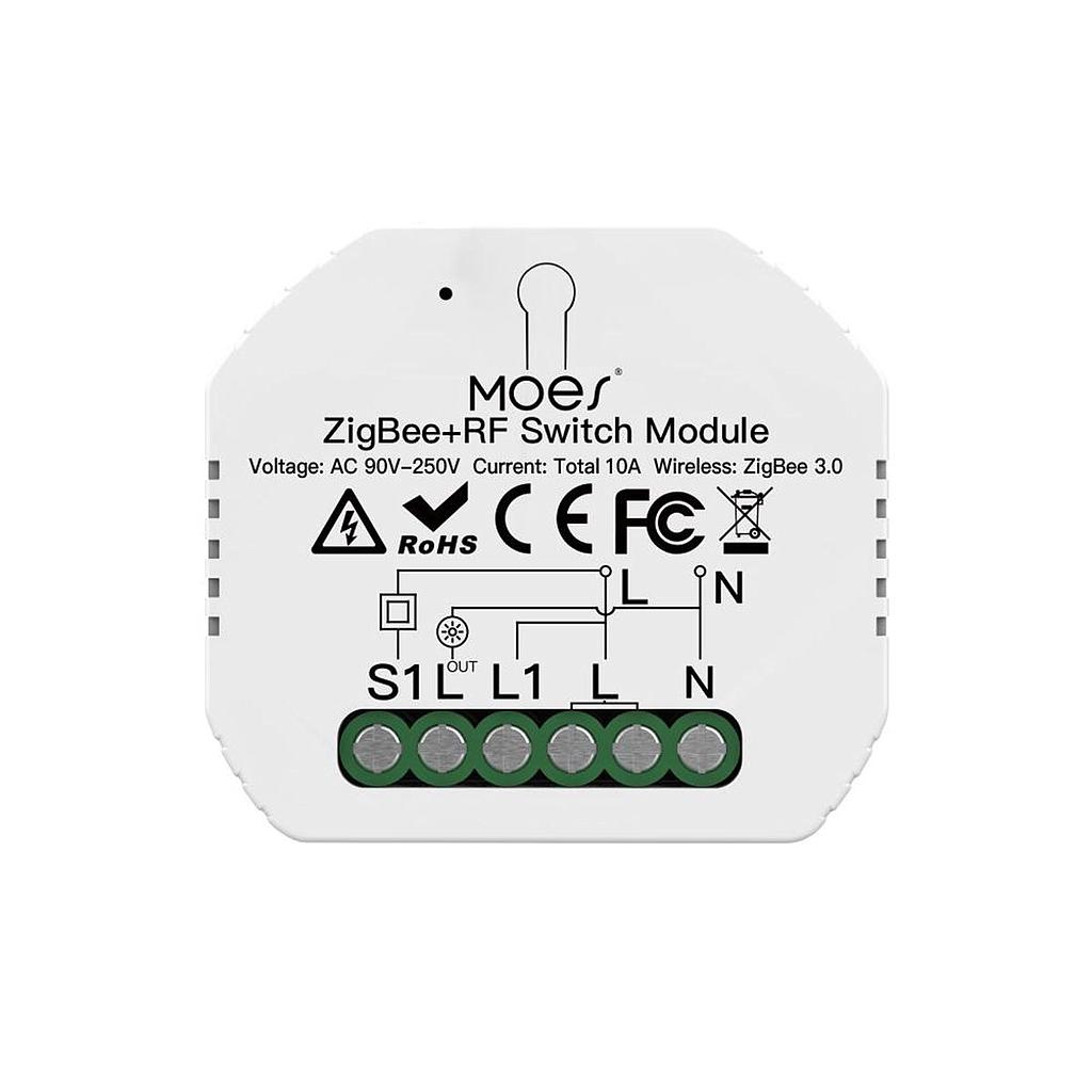 Switch Oculto Cortina 2 Bot. Zigbee + Rf433 Tuya
