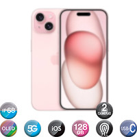 iPhone 15 6,1'' 5G 6gb 128gb Dual Cam 48mp E-Sim