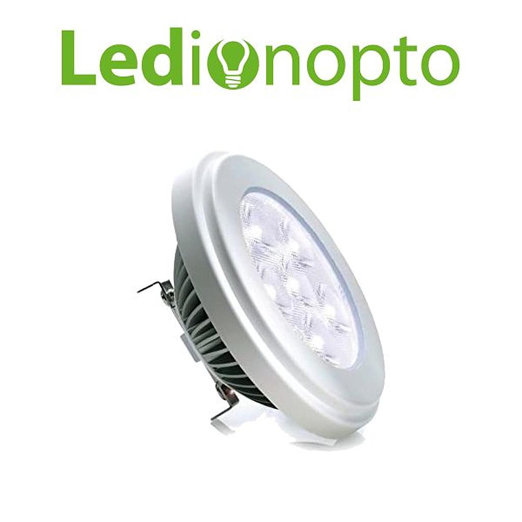 Lámpara Led Ledion Ar111 10w 2800k Aro Plateado 25°