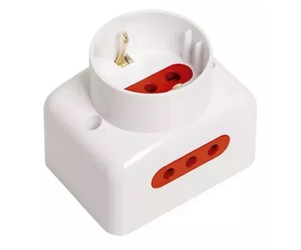 Tomacorriente de pared 1xSchuko + 2x3L Conatel