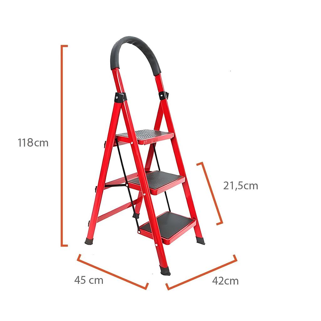 Escalera 3 escalones roja
