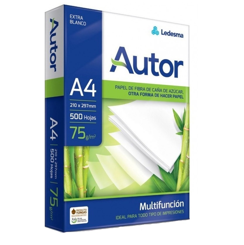 Papel Autor A4 75g Opaco Resma 500 hojas