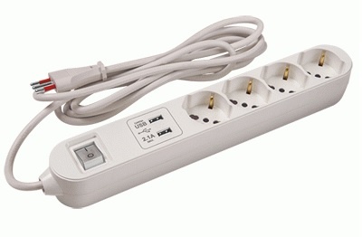 Alargue Conatel 3m 4xSchuko 2xUSB Blanco