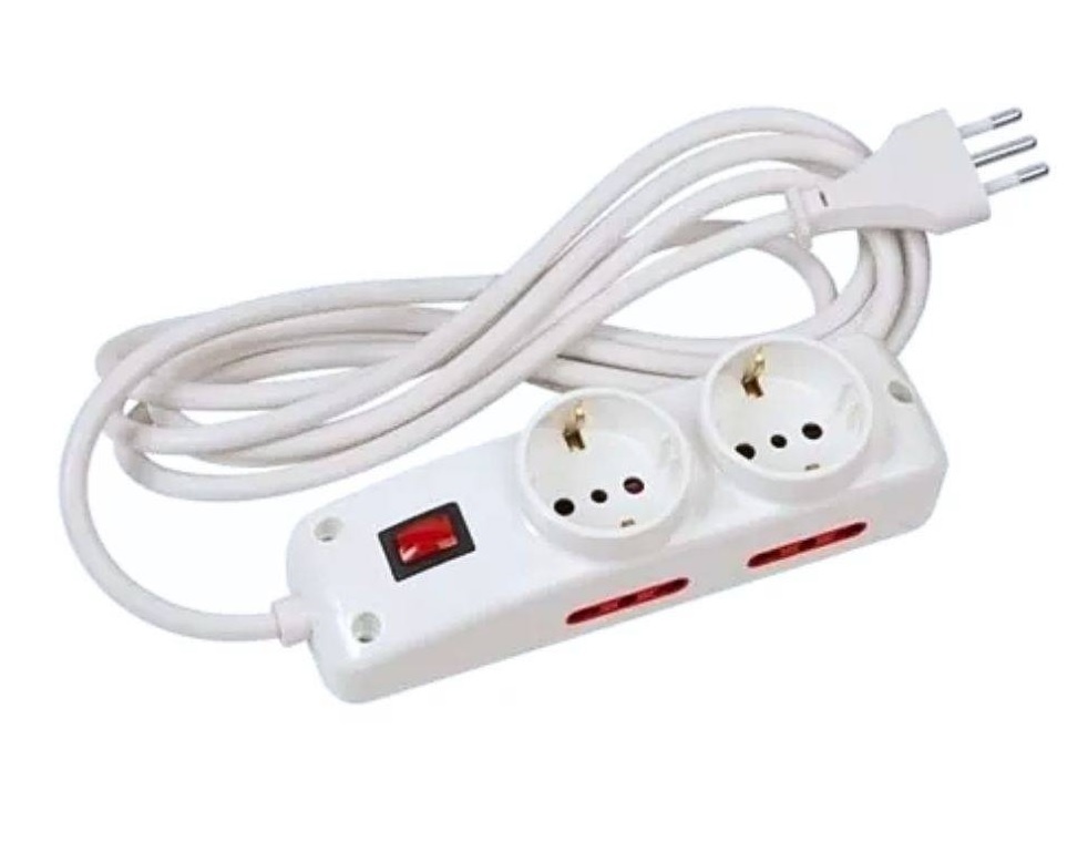 Alargue 5 metros 2xSchuko 4x3L a ficha 3L Conatel