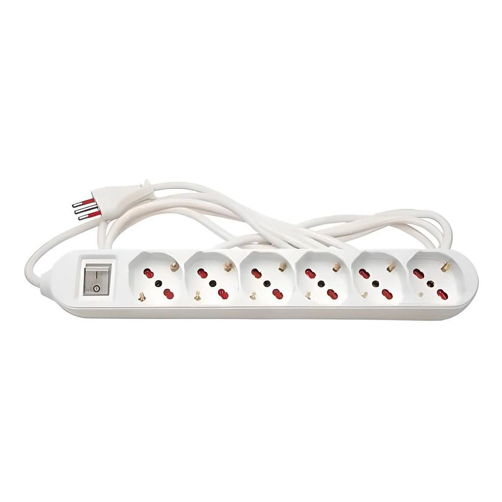 Alargue Conatel 6x Schuko 2500W 3m Blanco