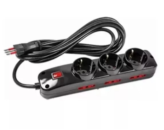 Alargue Conatel 3m 3xSchuko 6x3L 2500W Negro