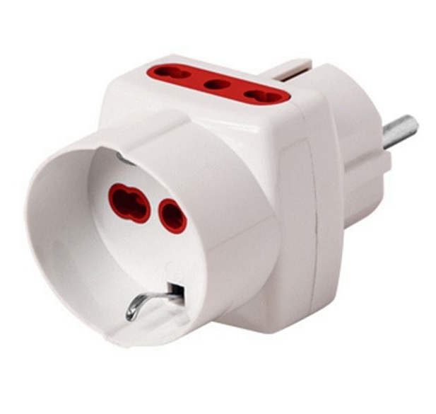 Adaptador de Corriente Conatel Schuko + 2x3L a Schuko