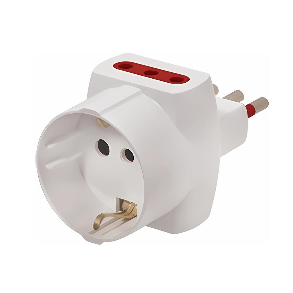 Adaptador Conatel Schuko + 2x3L a Ficha 3L Blanco
