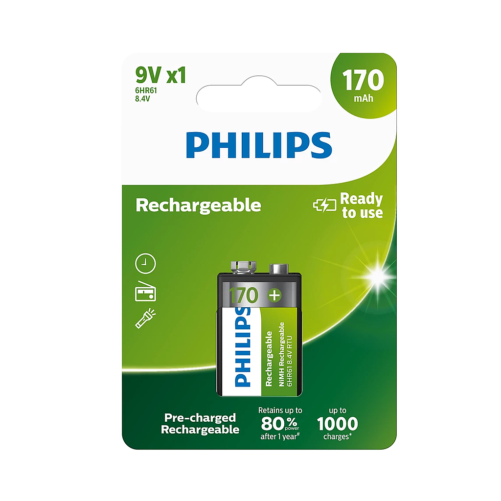 Batería Recargable Philips 9V 170mAh Pack Individual