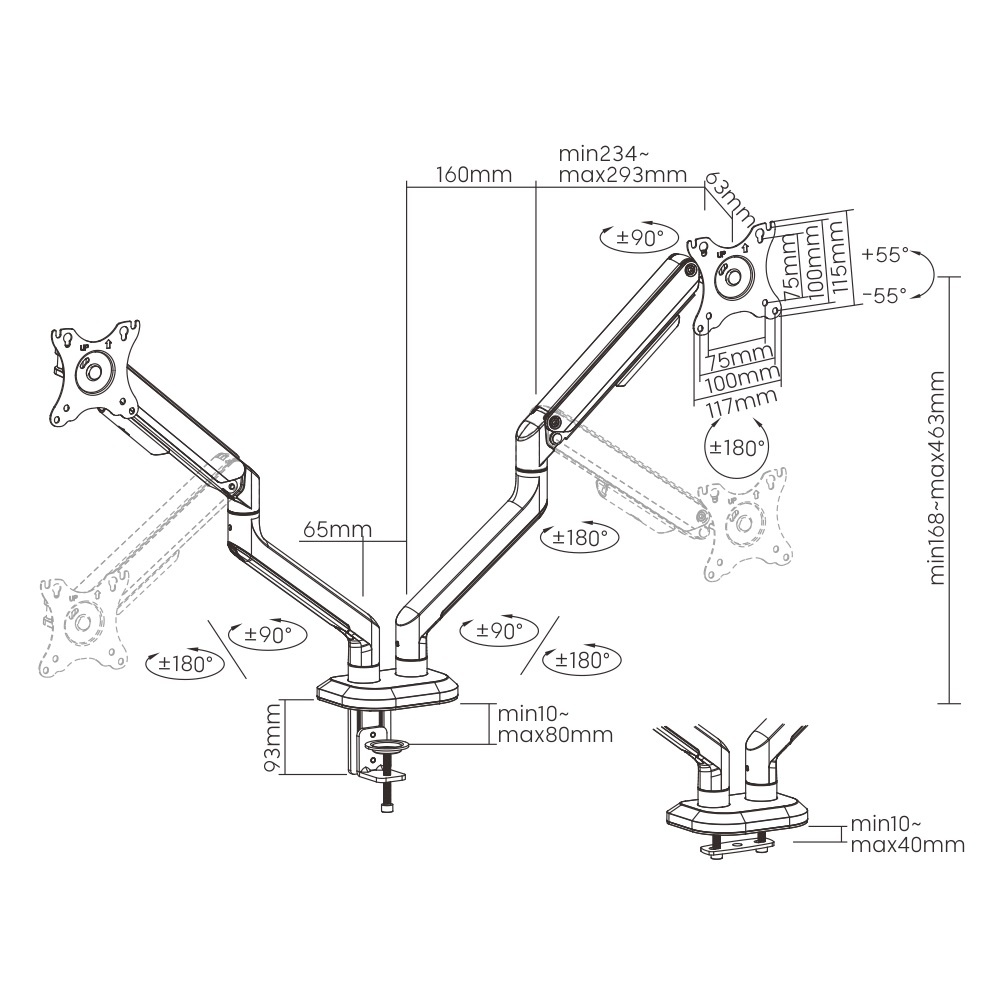Soporte doble para monitor gaming hasta 32''