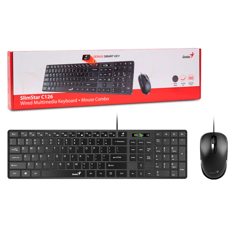 Combo Teclado y Mouse Genius SlimStar C126 USB Negro