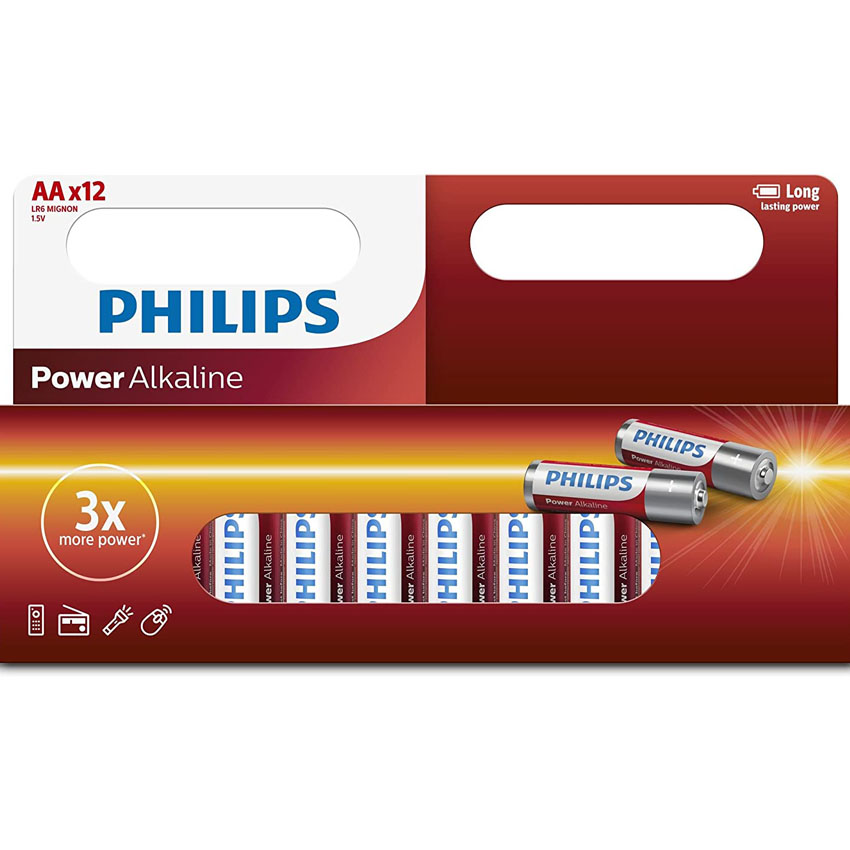 Pilas Alcalinas Philips AA 1.5V Pack 12 unidades