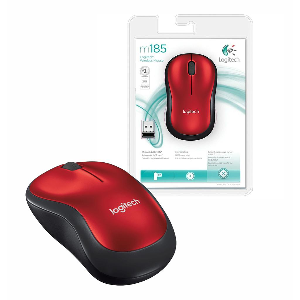 Mouse Logitech M185 Inalámbrico Rojo
