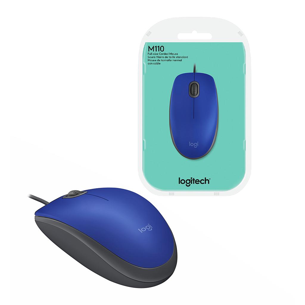 Mouse Logitech M110 silent óptico usb azul