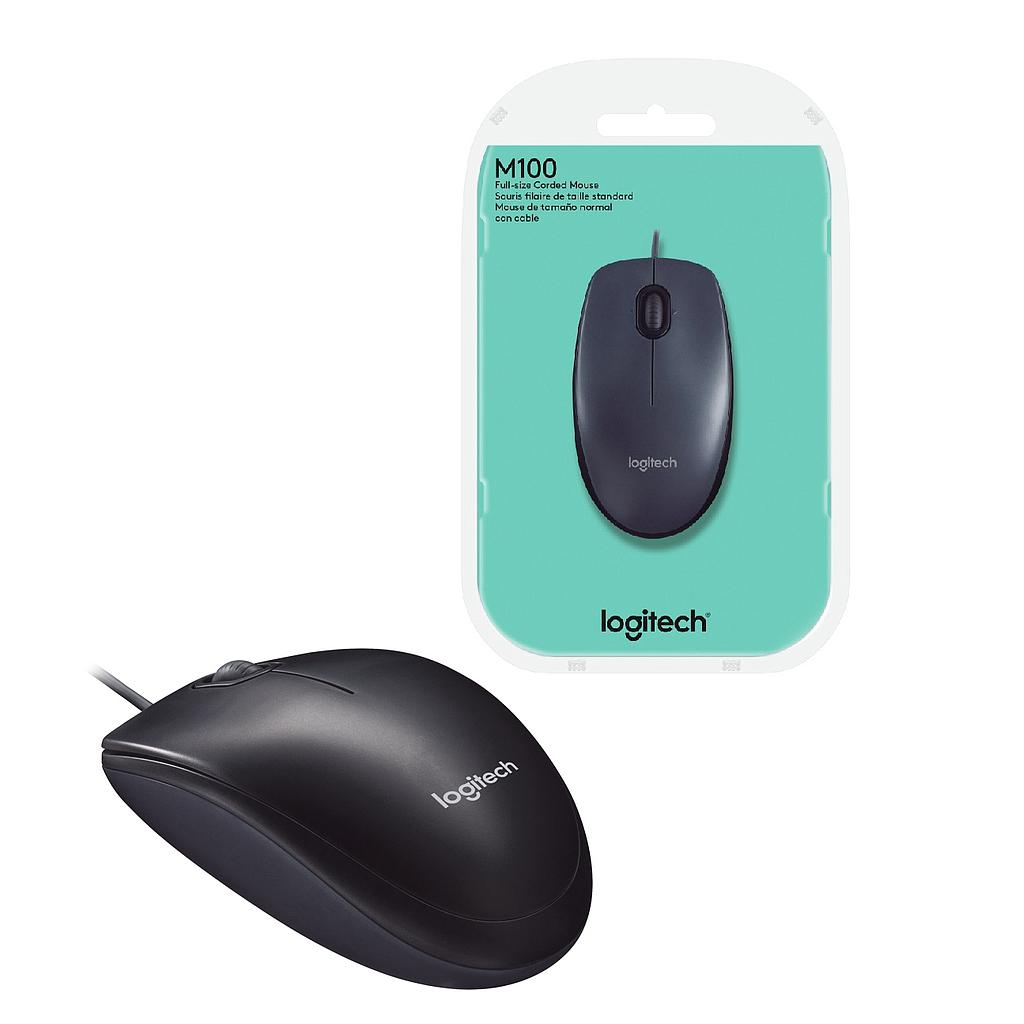 Mouse Logitech M100 Óptico Negro
