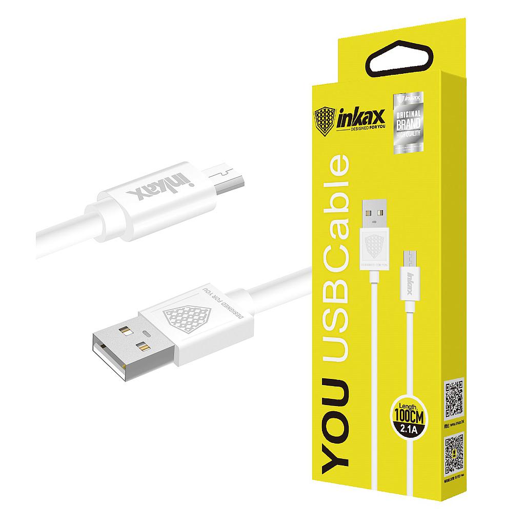 Cable Inkax Micro USB 2.1A 1M Blanco