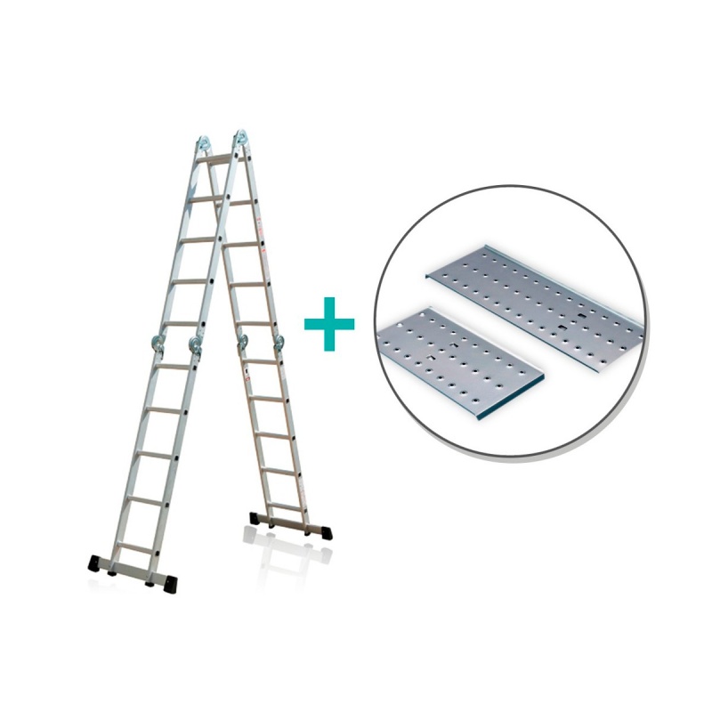 Escalera Andamio Plegable 20 Escalones Aluminio