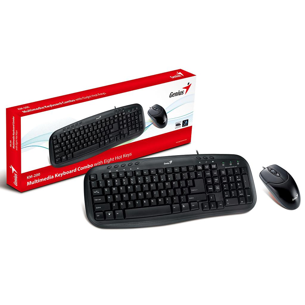 Combo Teclado y Mouse Genius KM-200 USB Negro
