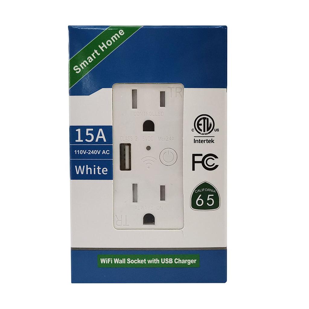 Enchufe De Pared Wifi Dos Tomas + Usb Tuya Smart
