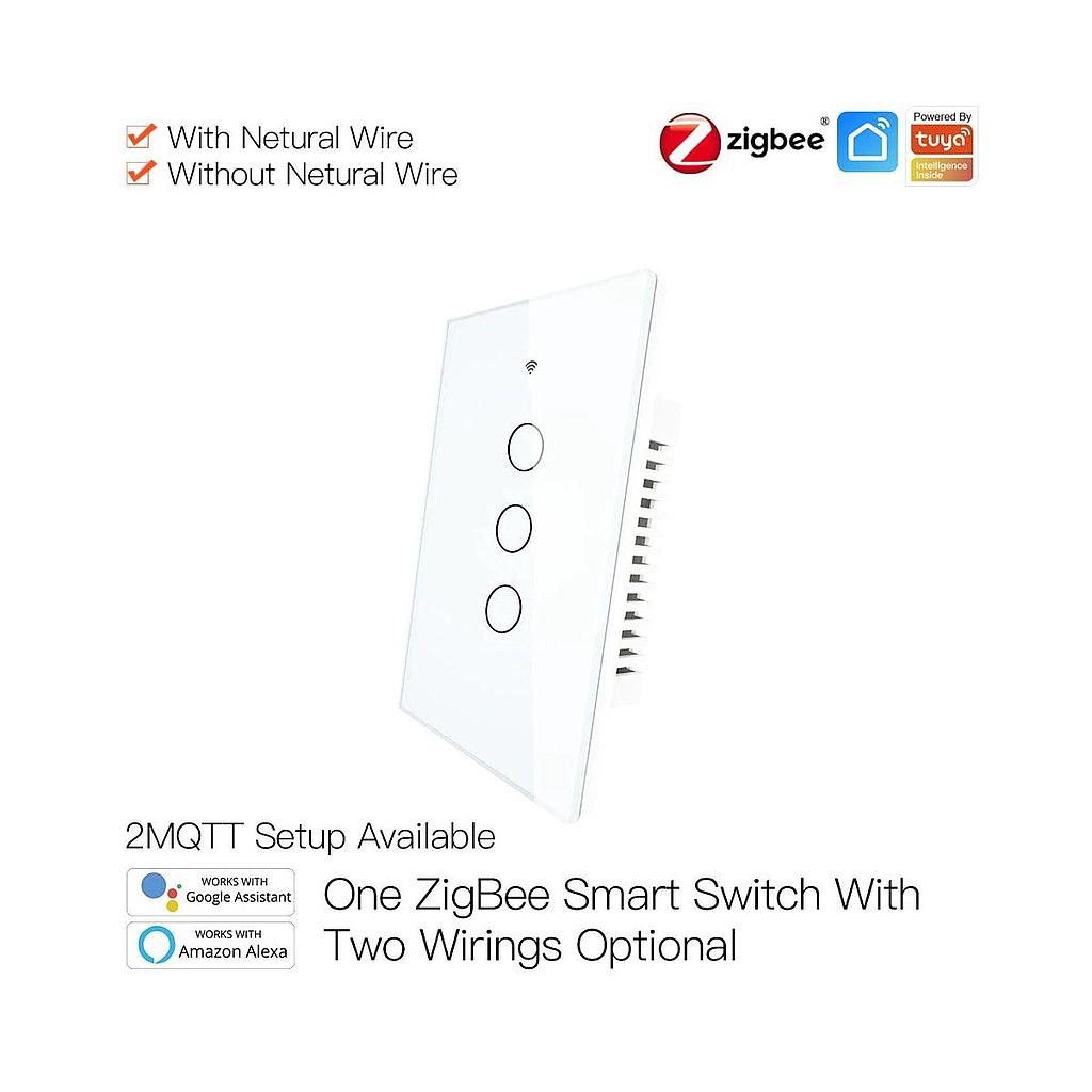 Interruptor Tactil Pared 3 Bot Zigbee3.0 Tuya