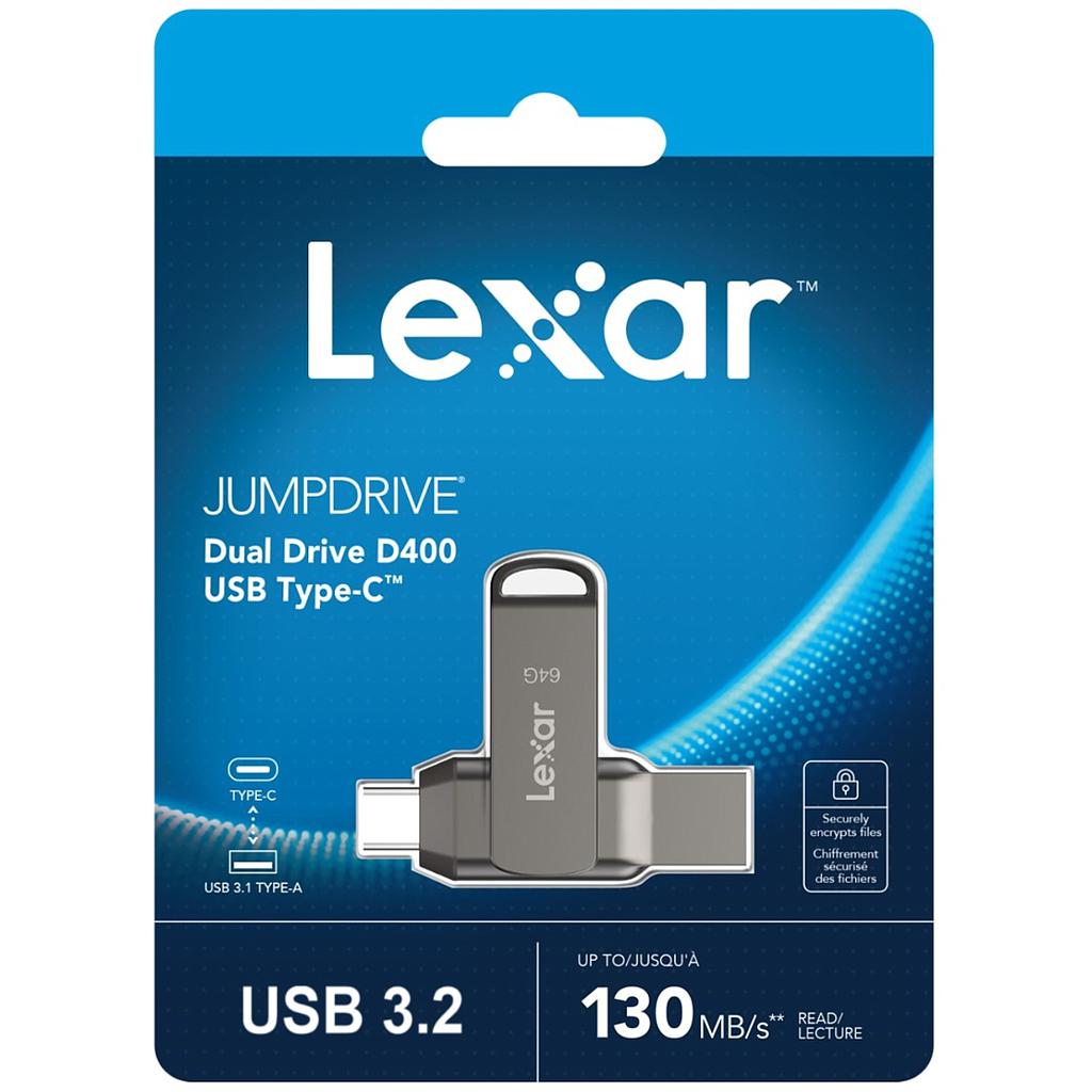 Pendrive Lexar 64GB JumpDrive Dual Drive D400 USB 3.2