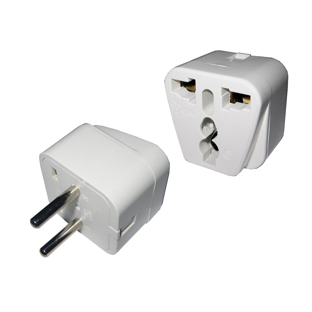 Adaptador de ficha universal a 2 en linea