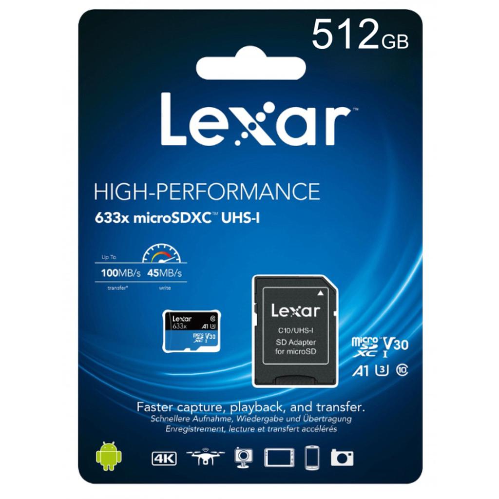 Memoria microSDXC Lexar 512GB 633x UHS-I Blue Series