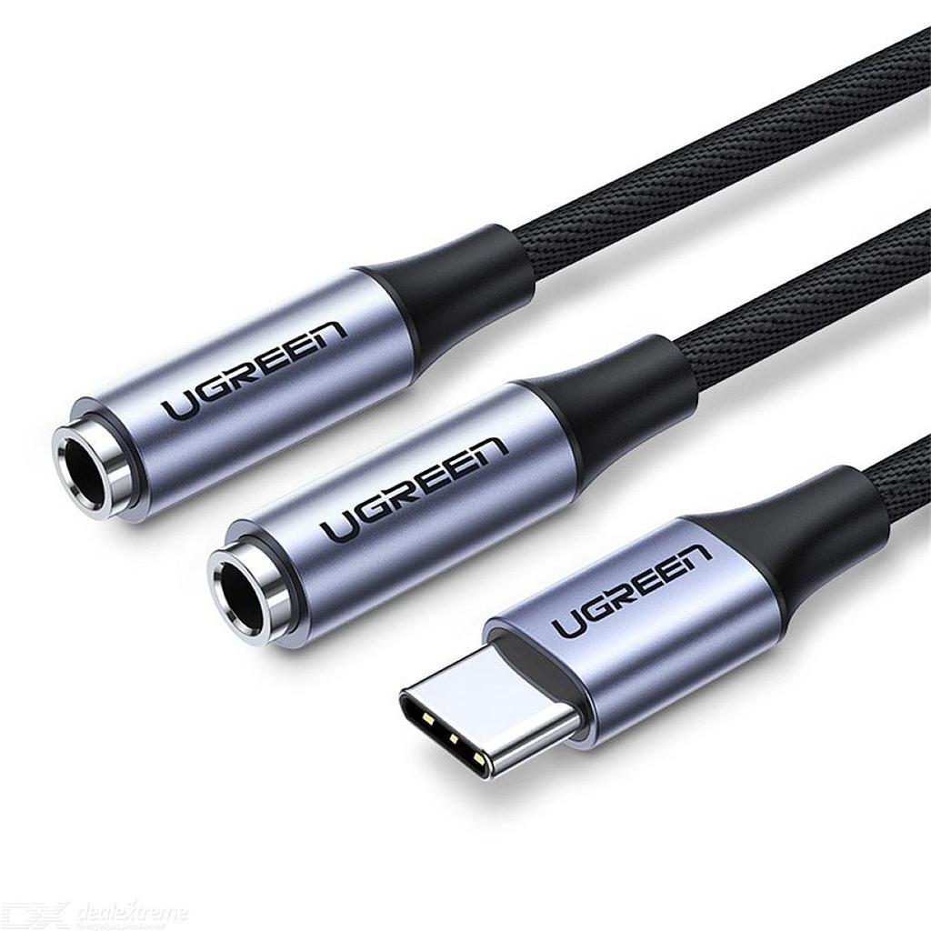 Cable Ugreen Tipo C A 3.5mm X2 Silver