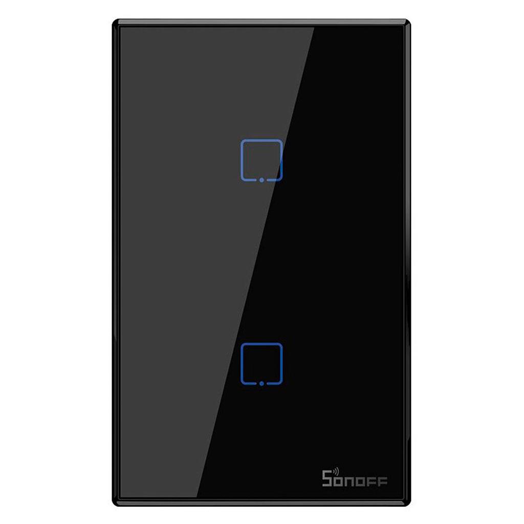 Sonoff Interruptor Pared 2 Botones Wifi Rf Negro