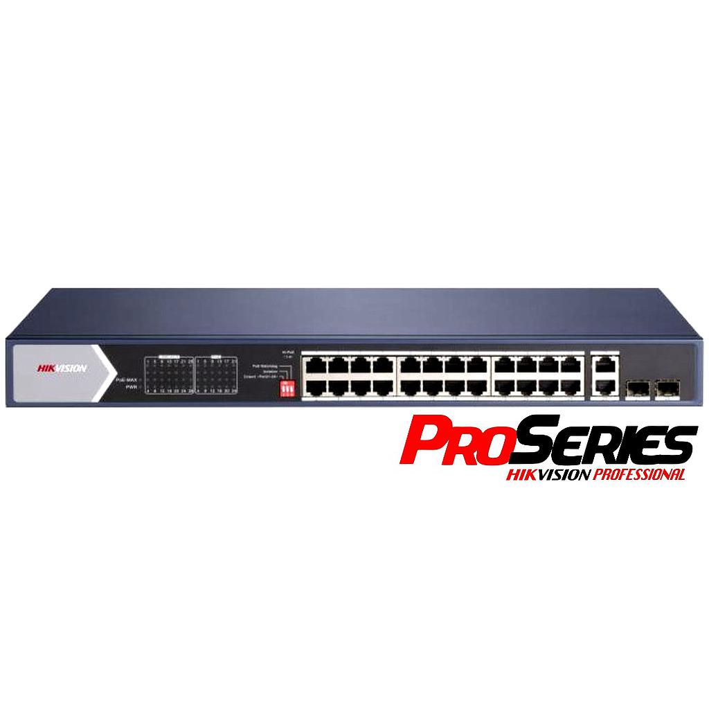 Switch PoE Hikvision Pro 24 puertos gigabit + 2 combo 370W