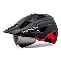 Casco Para Ciclista Thinkrider Con Lentes Visera Y Luz Trasera