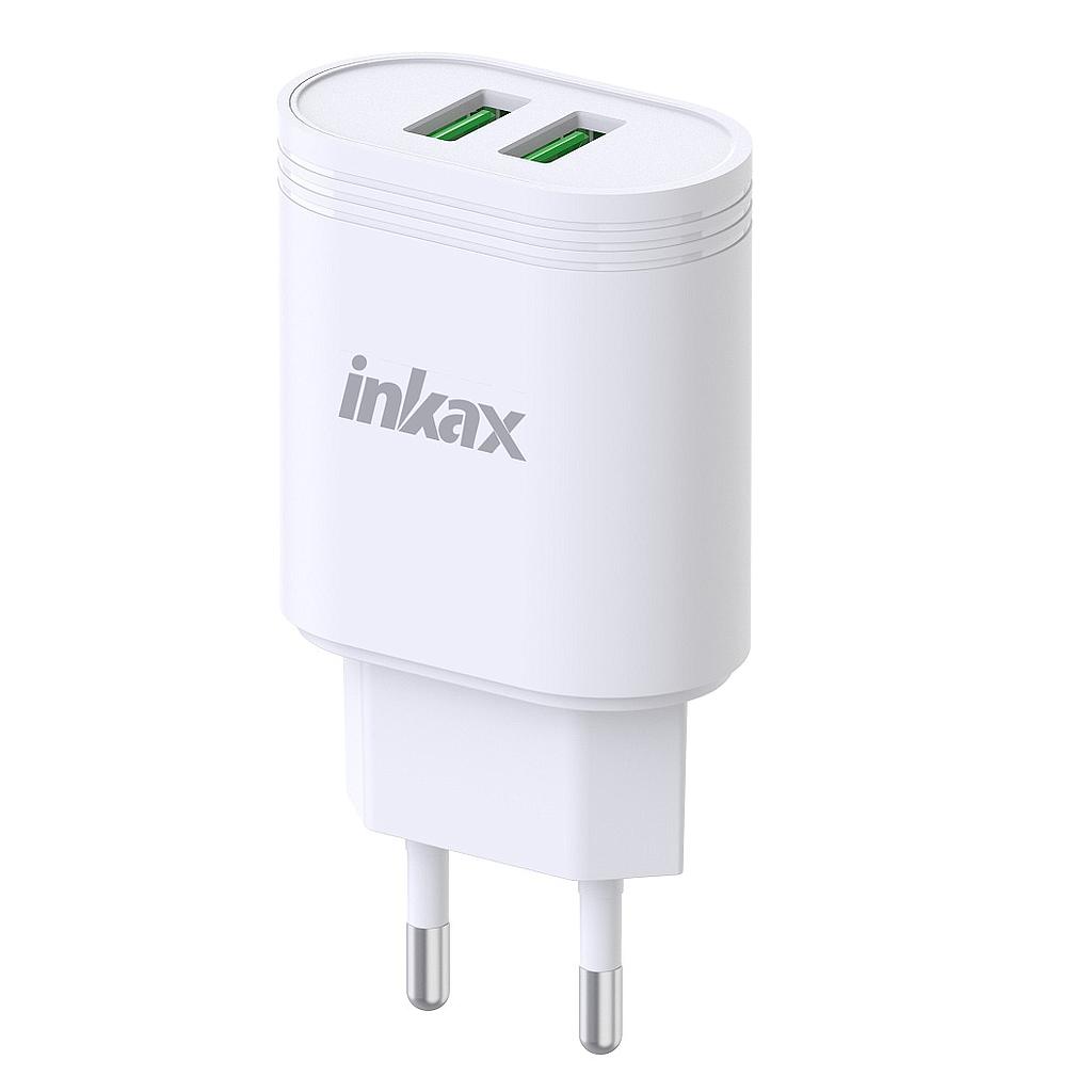 Cargador de Pared Inkax Dual USB-A 12W 2.4A Blanco