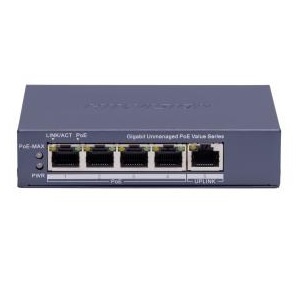 Switch PoE Hikvision DS-3E0505P-E/M (B) 5 Puertos Gigabit 45W Metálico