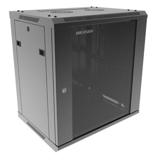 Rack Hikvision 12U de pared con puerta de vidrio templado