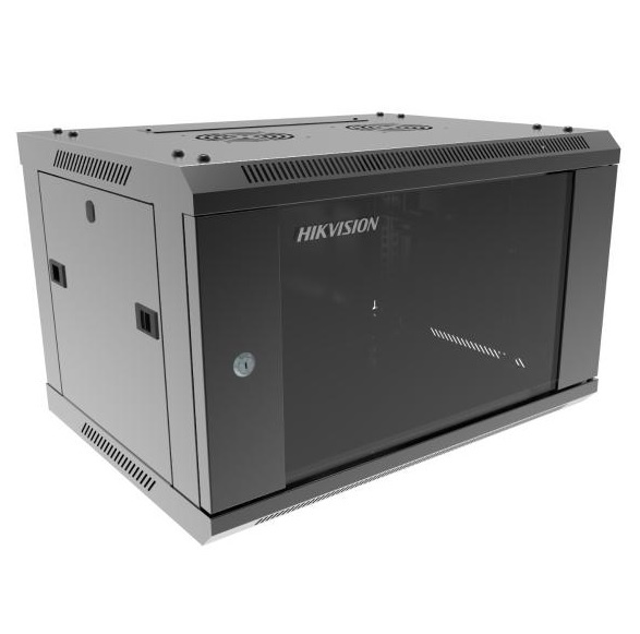 Rack Hikvision 6U de pared con puerta de vidrio templado
