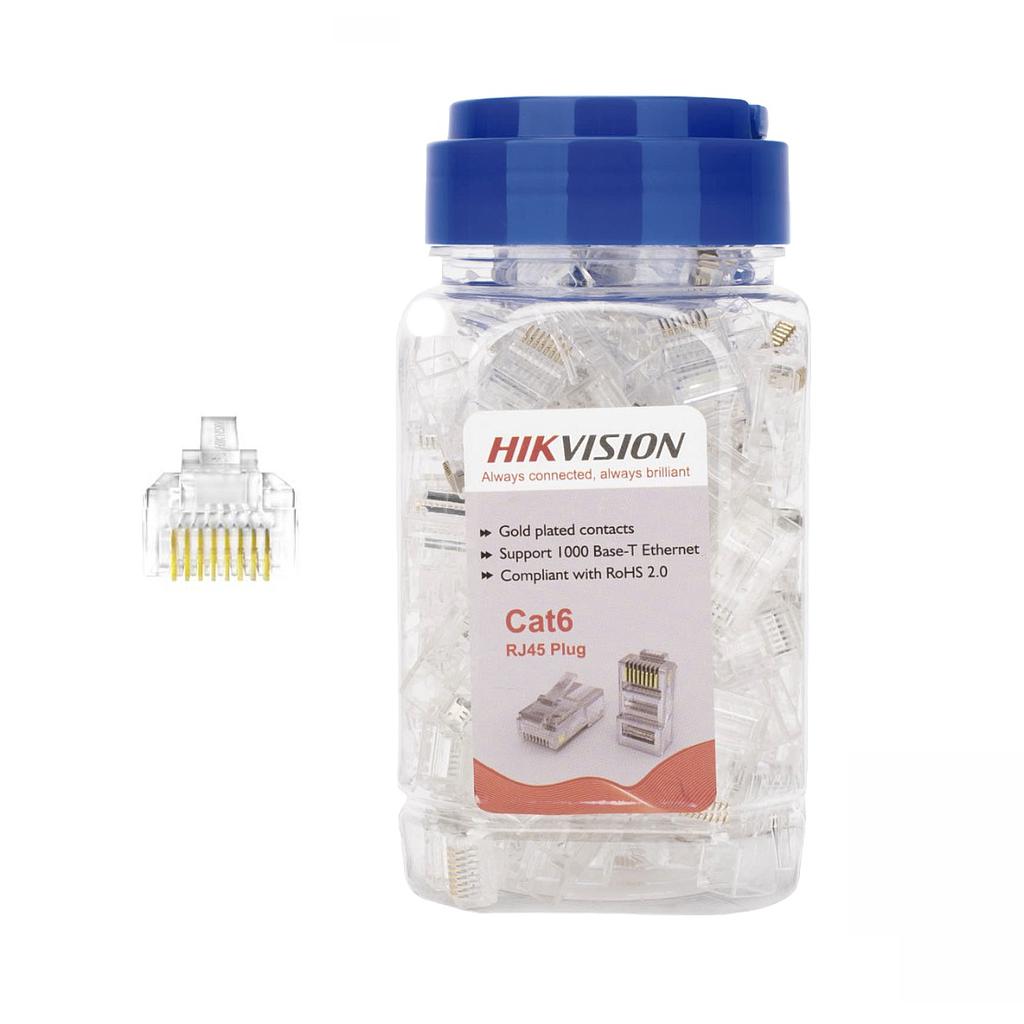 Conectores RJ45 Hikvision Cat6 15u Bolsa x 100 Unidades