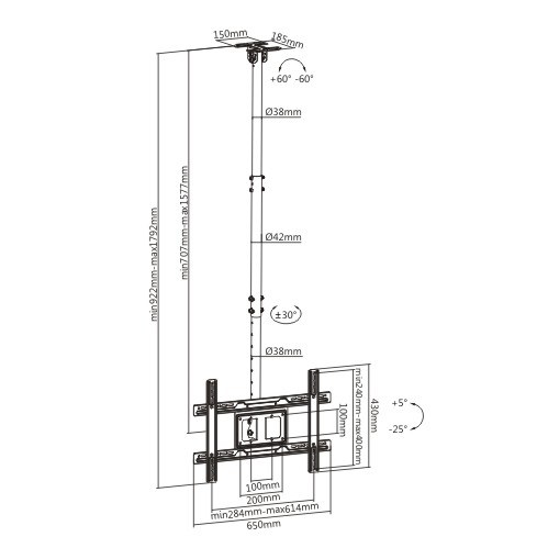 Soporte Techo Brateck PLB-CE1046-01 para TV hasta 80"