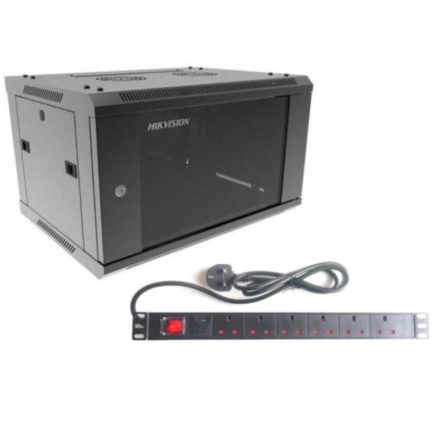 Rack Hikvision 6U de Pared con PDU de 8 Tomas