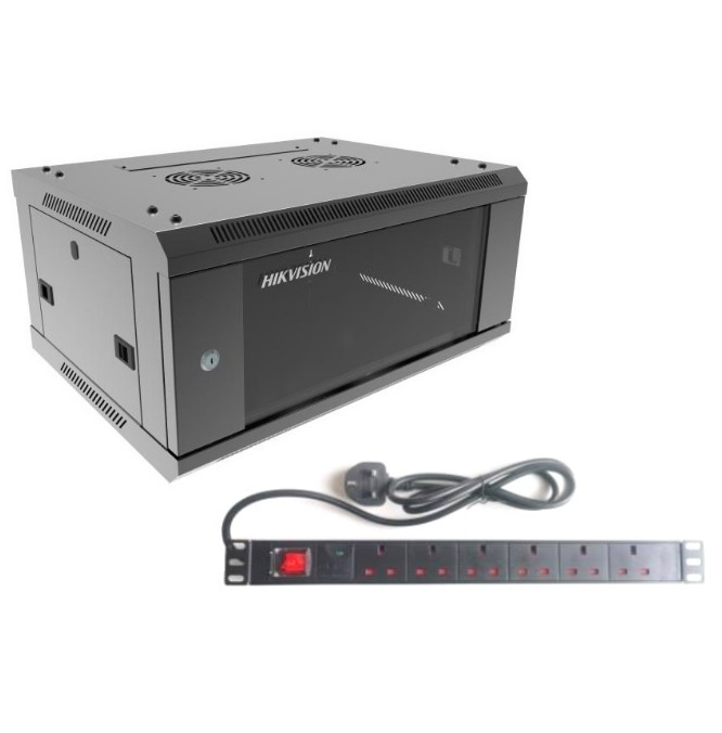 Rack Hikvision 4U + PDU de 6 unidades