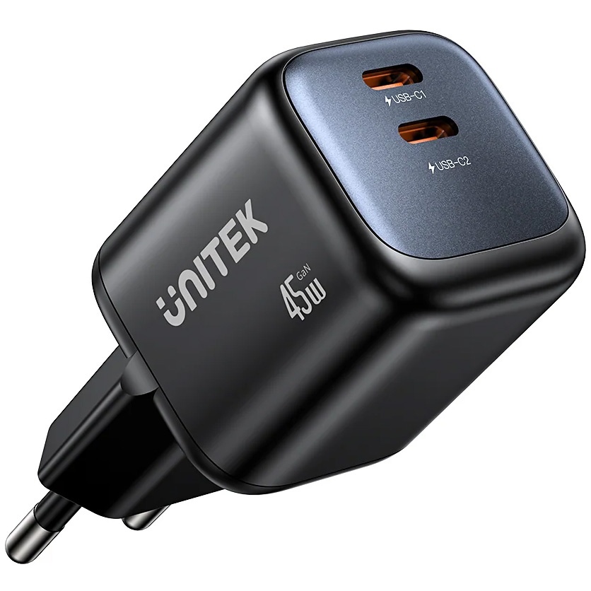 Cargador Unitek Zeno 45W Dual USB-C GaN de Pared