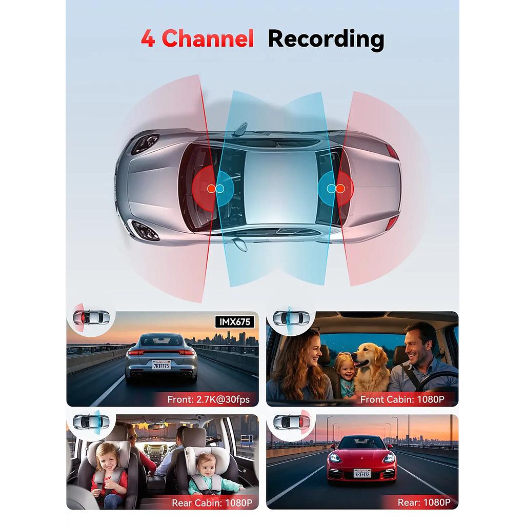 Dashcam Redtiger F17 PLUS 2.7K Quad Canal GPS WiFi