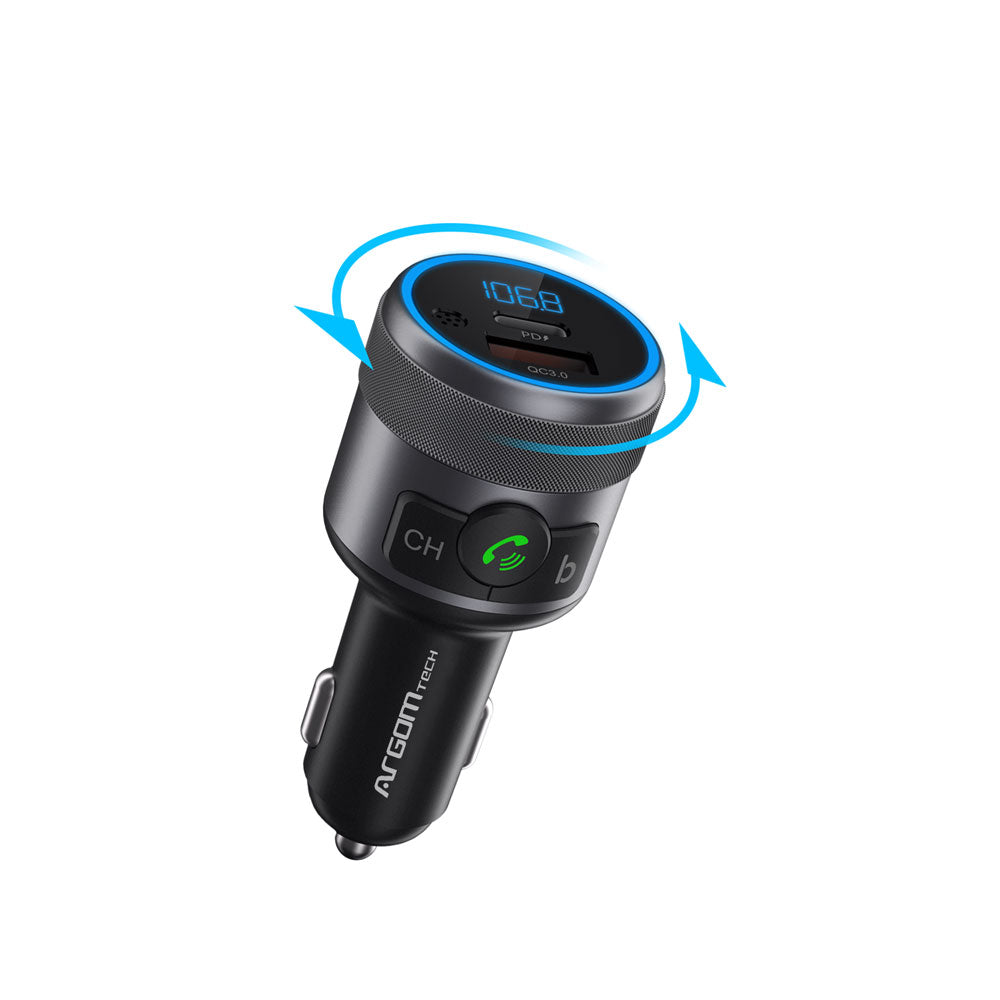 CARGADOR DE AUTO 2 PUERTOS DE CARGA RÁPIDA+BLUETOOTH ARGOM