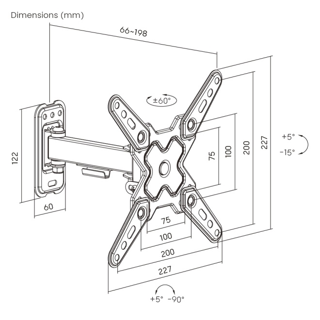 Soporte de pared Brateck Full-Motion para TV hasta 43''