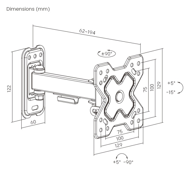 Soporte de pared Brateck Full-Motion para TV hasta 32''